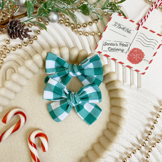 Merry Gingham Mini Ponytail Bow Set