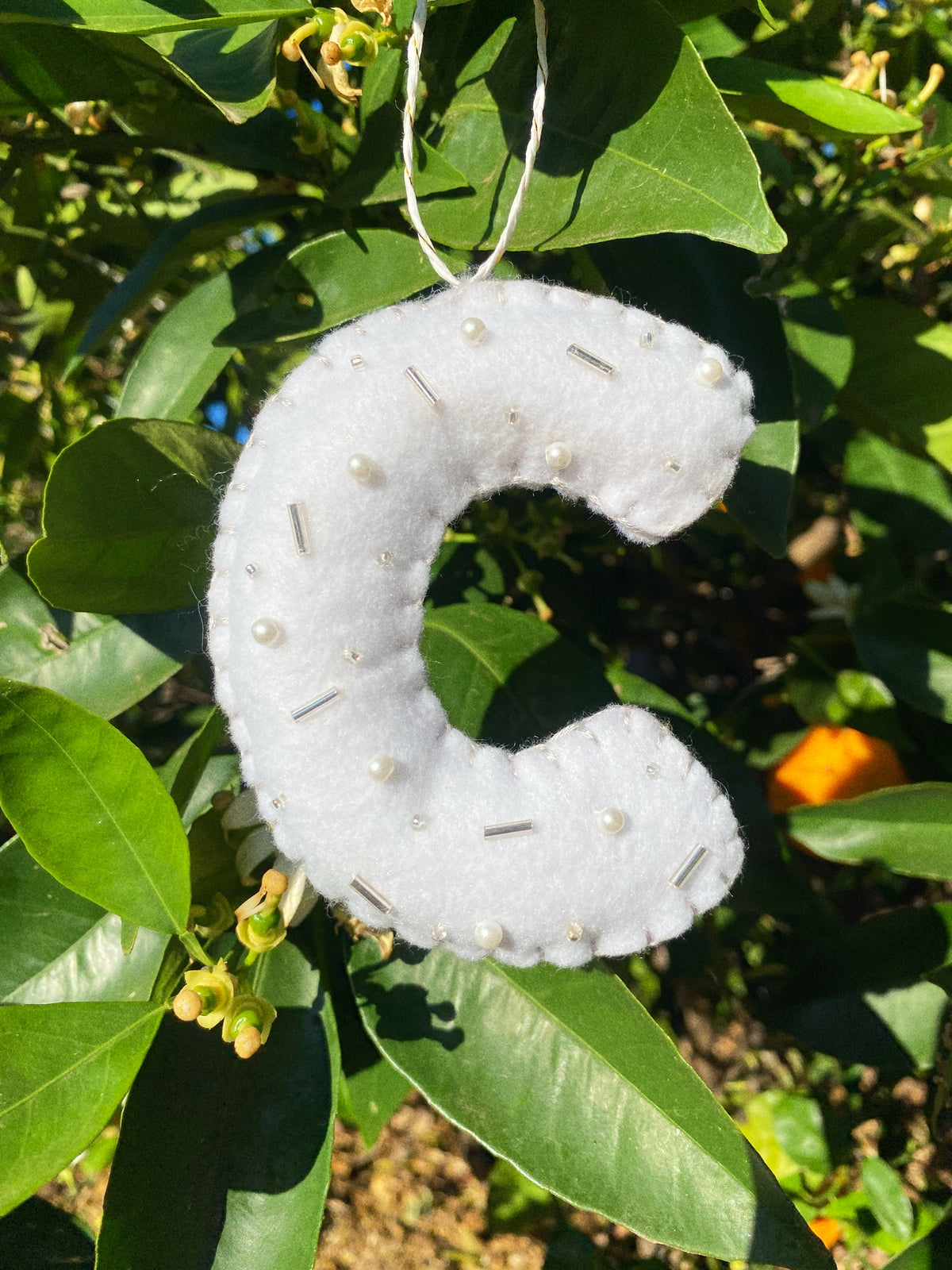 ✨🎄 Silver Sparkle Felt Letter Ornament