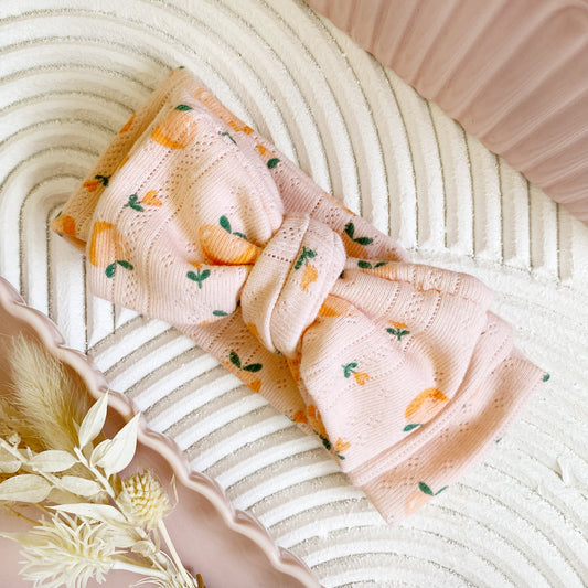 Peach Double Bow Stretch Headband