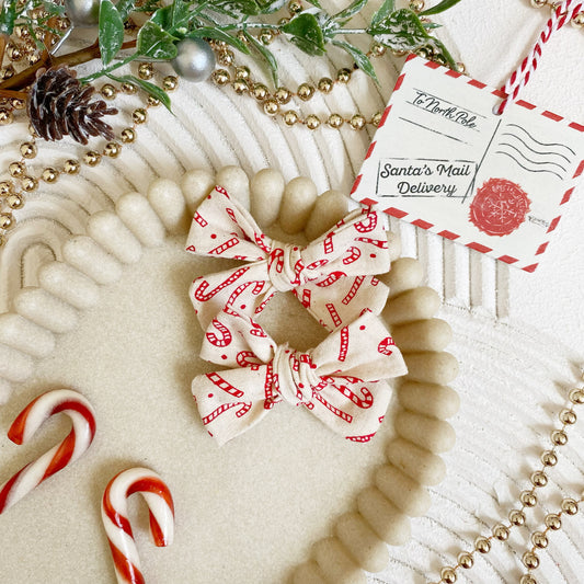 Candy Canes Mini Ponytail Bow Set