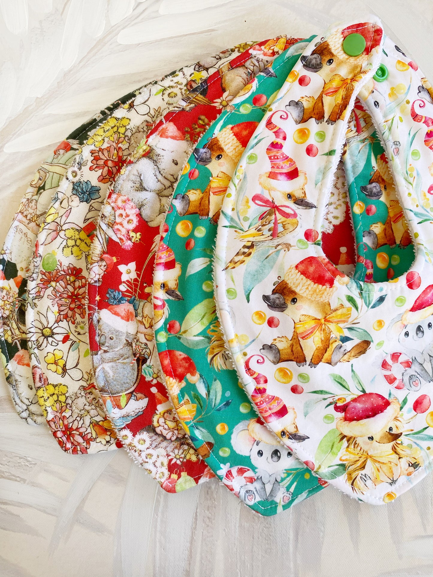 Aussie Christmas Double Layer Dribble Bib 5 Pack