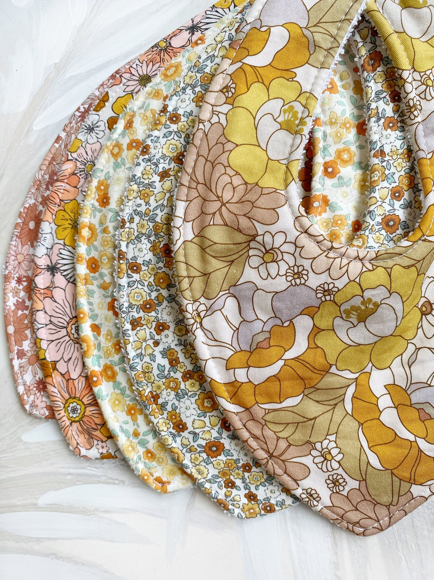 Floral Double Layer Dribble Bib 5 Pack