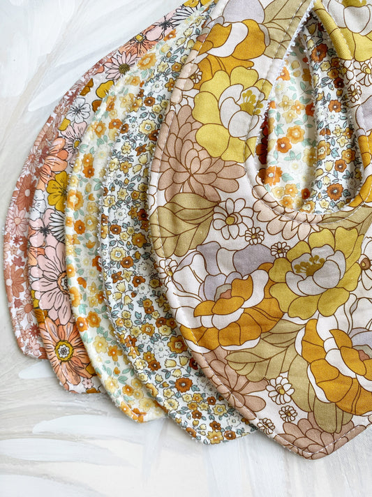 Floral Double Layer Dribble Bib 5 Pack