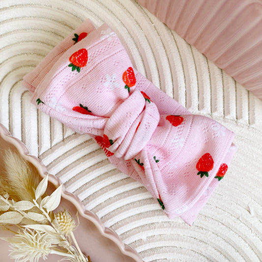Strawberry Double Bow Stretch Headband