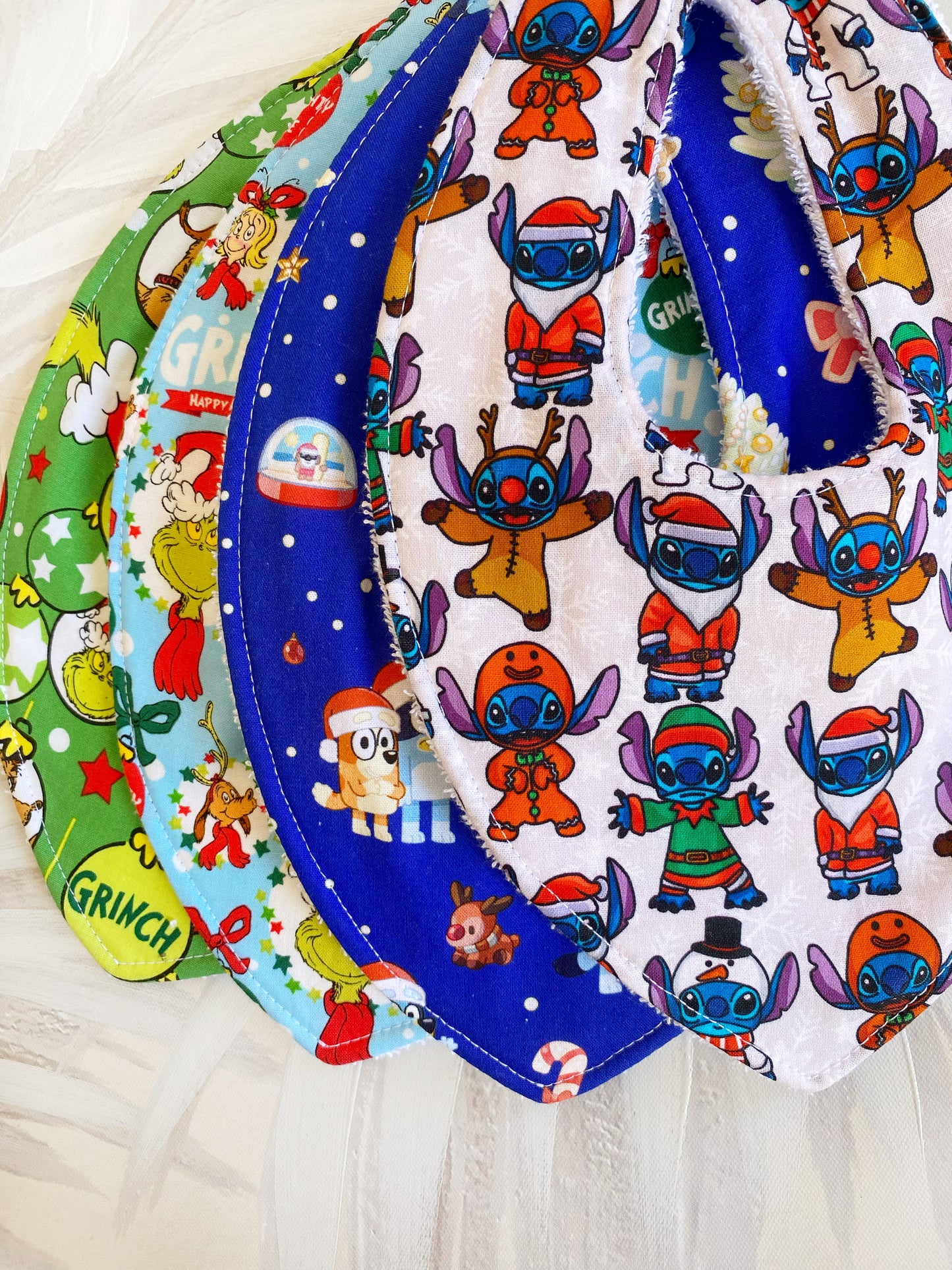 Christmas Characters Double Layer Dribble Bib 4 Pack