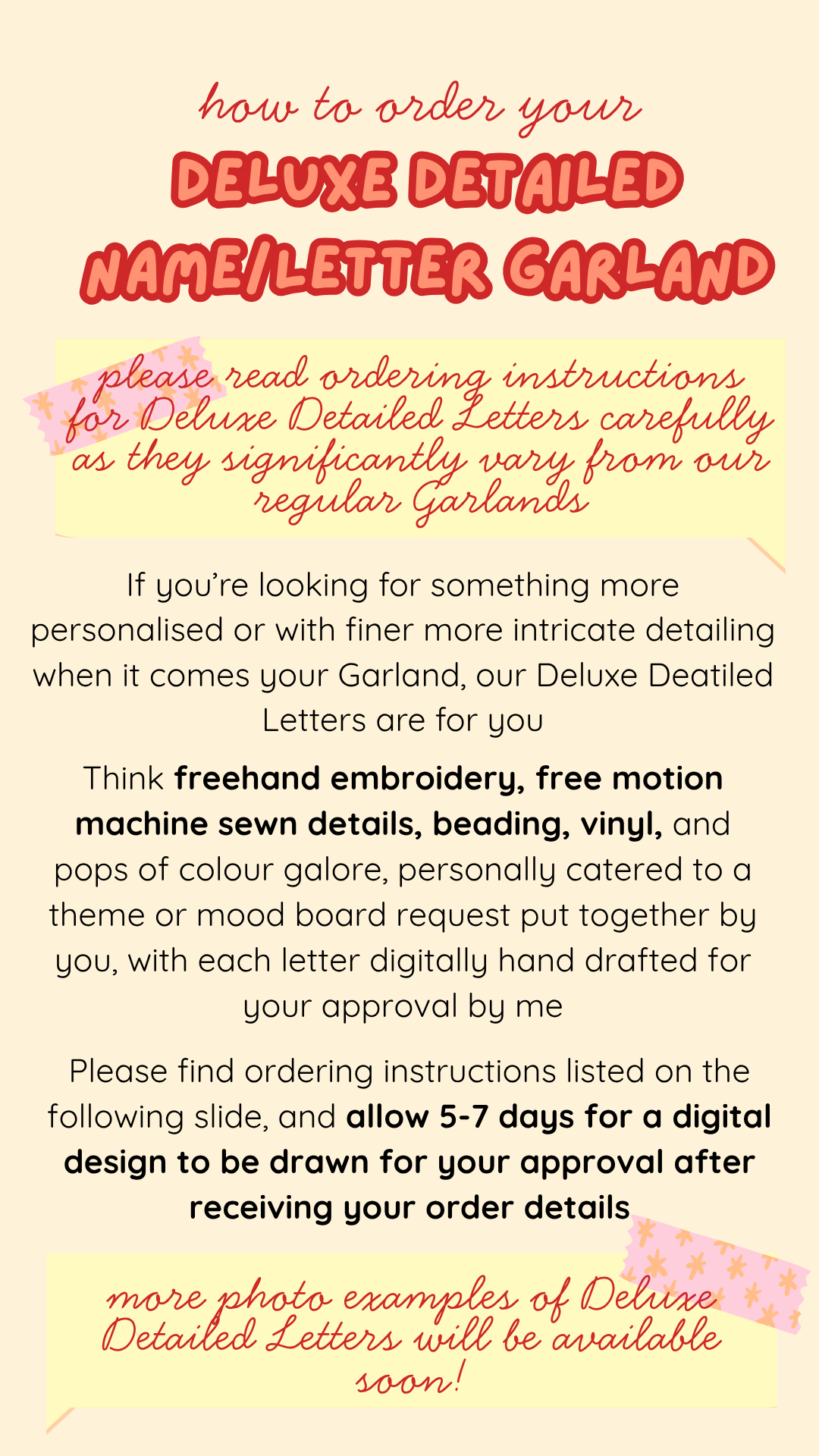 🪡✨ DELUXE DETAILED NAME/LETTER GARLANDS - $20 AUD Per Letter
