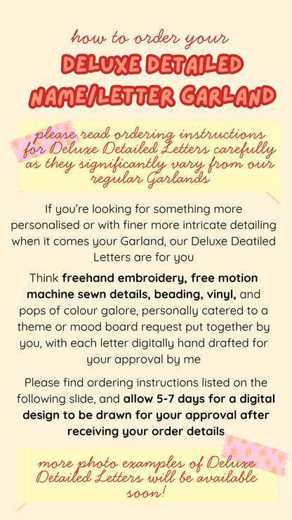 🪡✨ DELUXE DETAILED NAME/LETTER GARLANDS - $20 AUD Per Letter